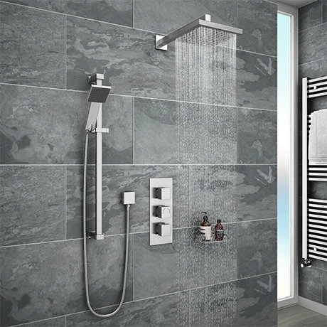 Milan Concealed Shower Valve with Slide Rail Kit + Wall Mounted Fixed Head