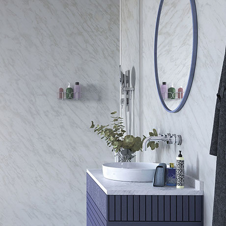 Showerwall Carrara Marble Waterproof Decorative Wall Panel - Various Size Options