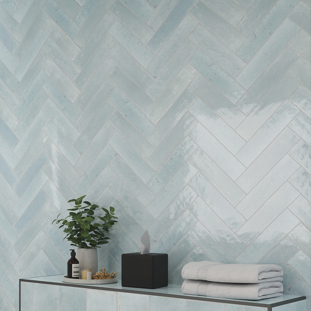 Martil Light Blue Wall &amp; Floor Tiles - 70 x 280mm