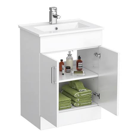 600mm Sink - High Gloss White Vanity Unit | Victorian Plumbing