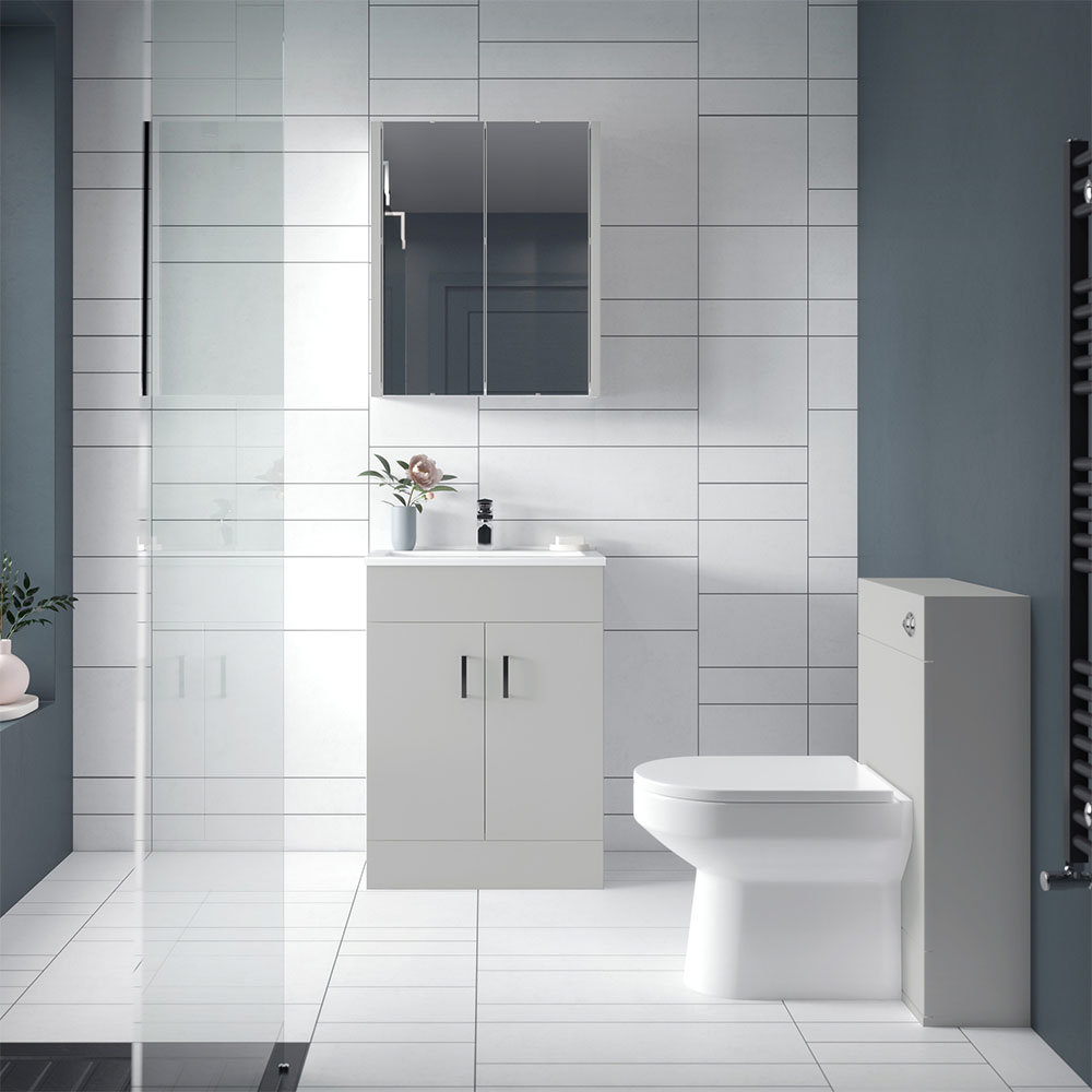 Toreno Modern Light Grey Sink Vanity, Light Grey Basin Vanity Unit