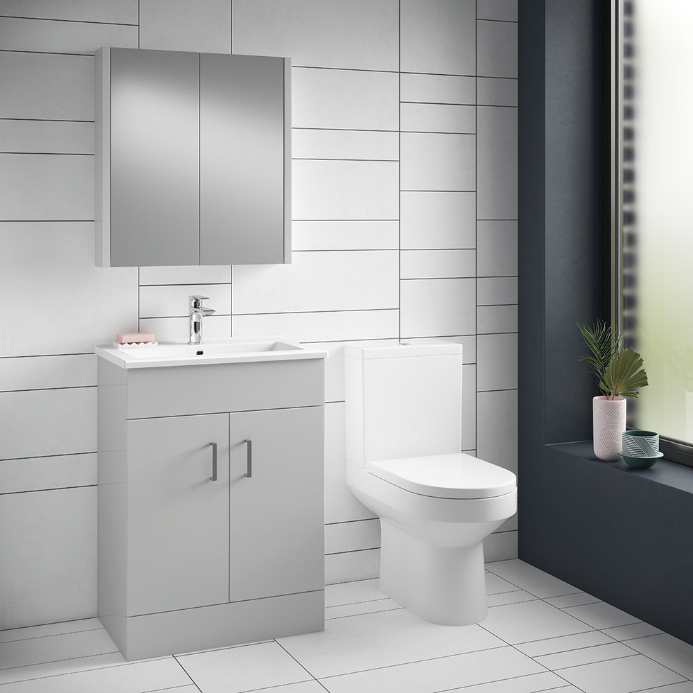 Toreno Light Grey 600mm Modern Vanity Unit | Victorian Plumbing UK