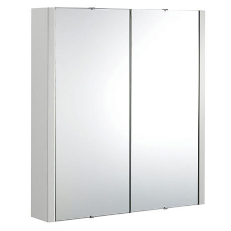 Turin Light Grey 600mm 2-Door Mirror Cabinet
