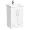 Turin Basin Unit - 500mm Modern High Gloss White with Mid Edged Basin ...