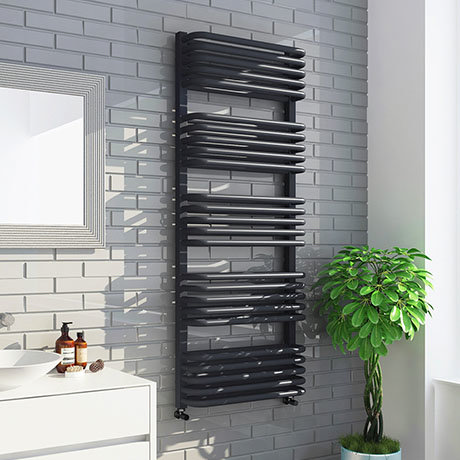 Monza 1269 x 500 Anthracite Designer D-Shaped Heated Towel Rail