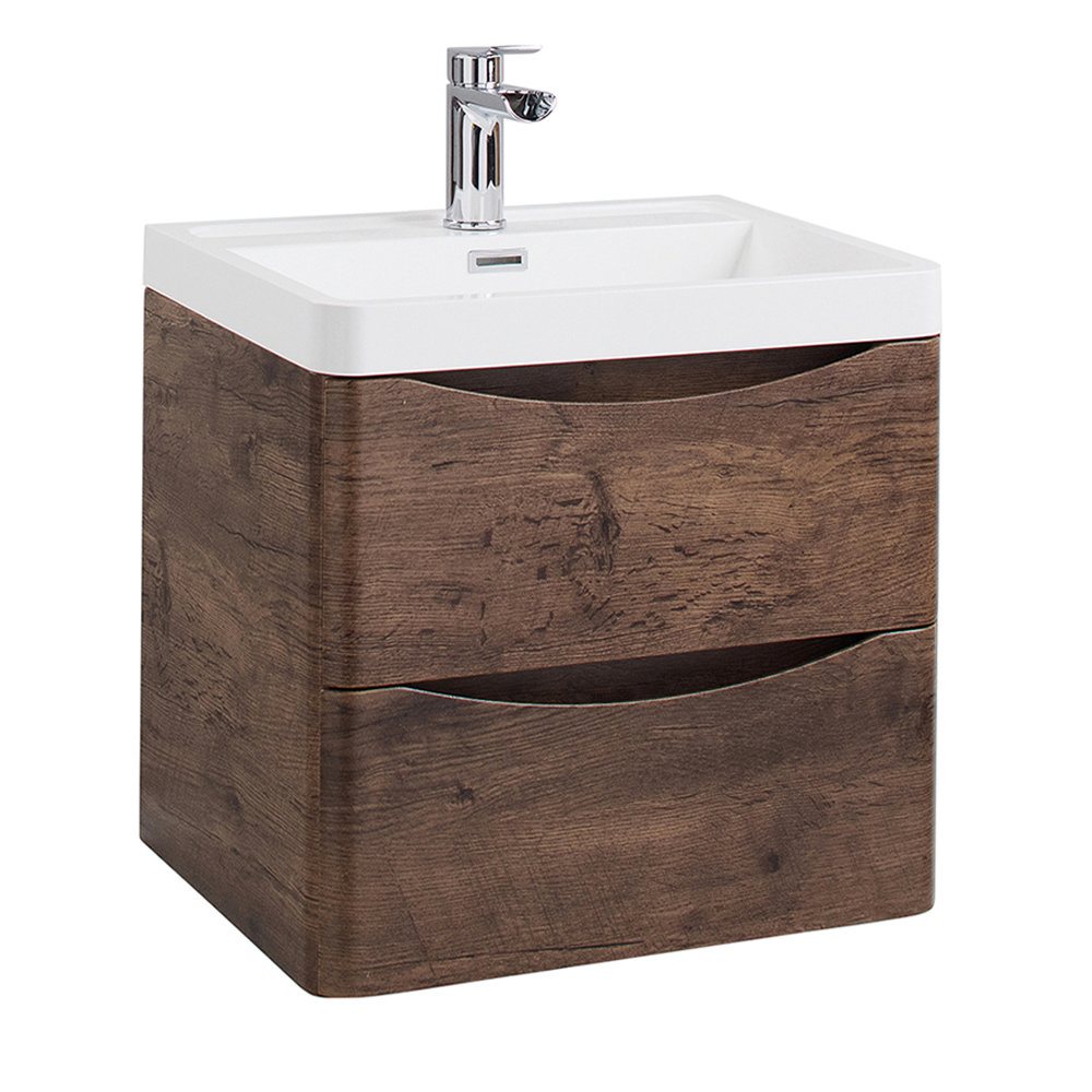 Monza Chestnut 500mm Wide Wall Mounted Vanity Unit | Victorian Plumbing UK