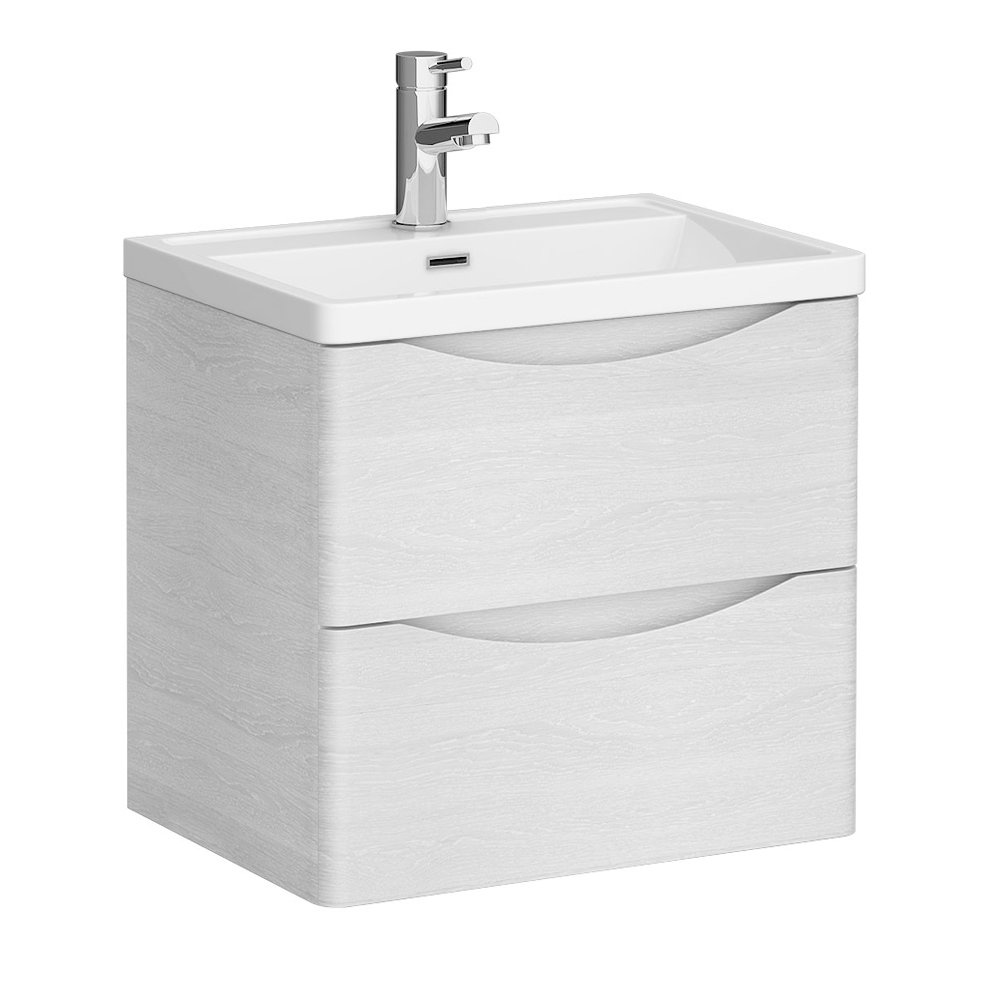 Monza White Ash 500mm Wide Wall Mounted Vanity Unit | Victorian Plumbing UK