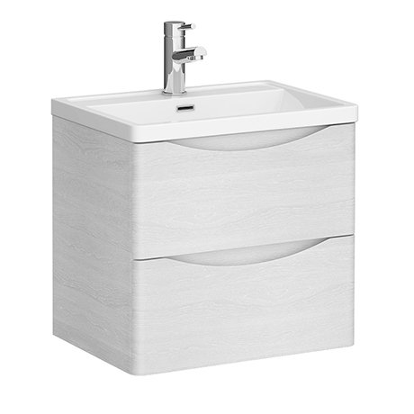 Monza White Ash 500mm Wide Wall Mounted Vanity Unit