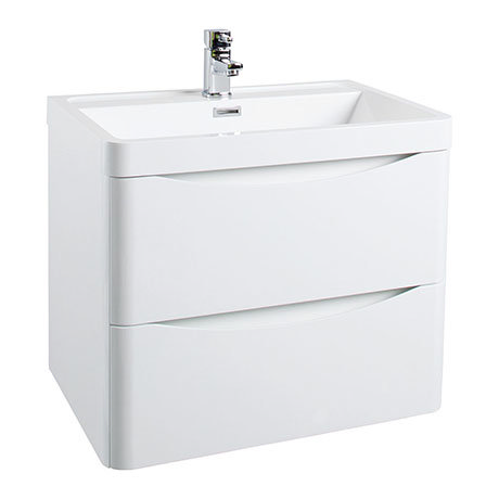 Monza Gloss White 600mm Wide Wall Mounted Vanity Unit