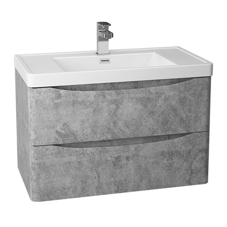 Monza Concrete Effect 750mm Wide Wall Mounted Vanity Unit