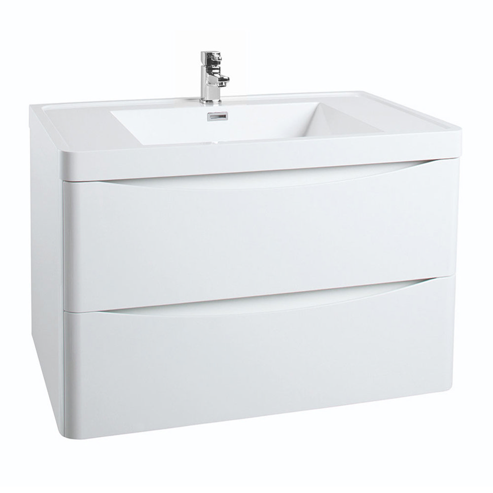 Monza Gloss White 750mm Wide Wall Mounted Vanity Unit