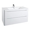 Monza Gloss White 900mm Wide Wall Mounted Vanity Unit profile small image view 1 