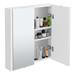 Monza White Minimalist Mirror Cabinet with 2 Doors W617 x D110mm profile small image view 2 