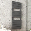 Monza Anthracite Aluminium Heated Towel Rail 1150 x 500mm Flat Panels profile small image view 1 