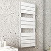 Monza White Aluminium Heated Towel Rail 1150 x 500mm Flat Panels profile small image view 1 