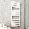 Monza White Aluminium Heated Towel Rail 1200 x 500mm Curved Panels profile small image view 1 