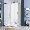 Monza LH Offset Quadrant Shower Enclosure + Pearlstone Tray (Various Sizes) profile small image view 1 
