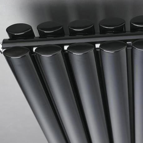 Black Vertical Radiator - Double Panel | Victorian Plumbing