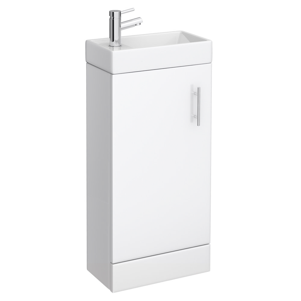 Milan Compact Floor Standing Basin Unit, Small White Sink Vanity Unit