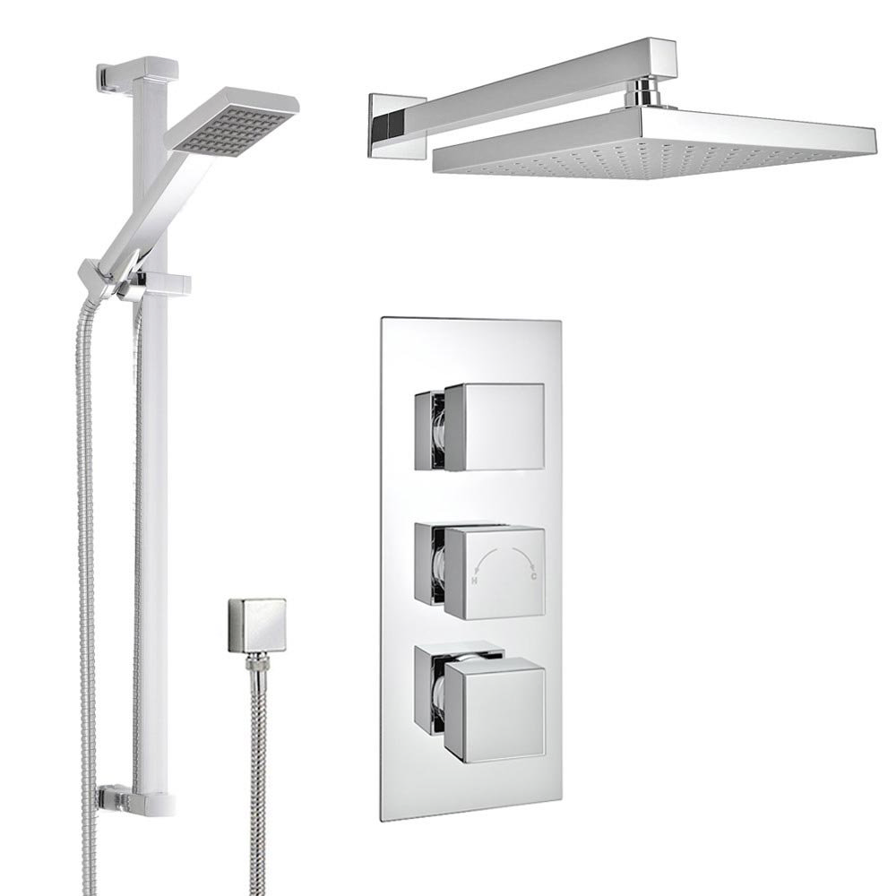 Milan Concealed Shower Valve with Slide Rail Kit & Wall Mounted Fixed
