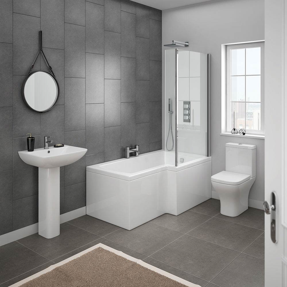 Milan Contemporary Bathroom Suite With L Shaped Shower Bath | 8 Contemporary Bathroom Ideas