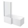 Milan L-Shaped Shower Bath 1600mm (inc. Hinged Screen + Acrylic Panel) profile small image view 1 