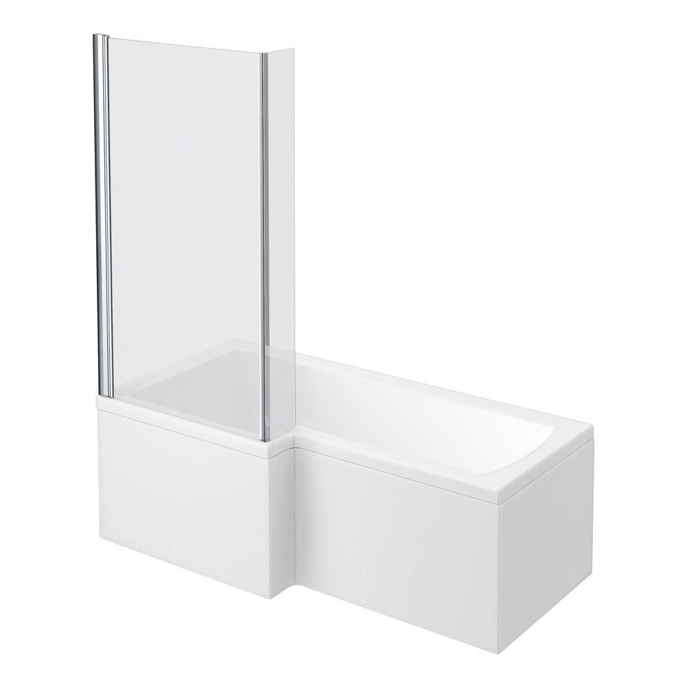 Milan L Shaped Shower Bath (1700mm) with Screen & Panel