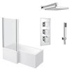 Milan Shower Bath + Concealed 2 Outlet Shower Pack (1700 L Shaped with Screen + Panel) profile small image view 1 