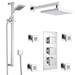 Milan Square Triple Shower Package with Diverter Valve, Head, 4 Body Jets + Slider profile small image view 4 