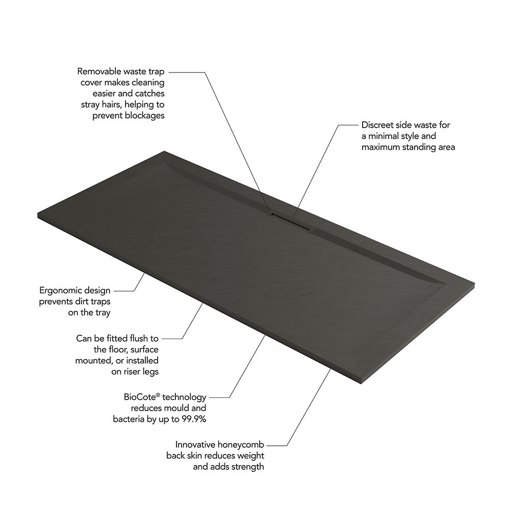 Mira Flight Level Slate Effect Rectangular Shower Tray