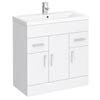 Toreno Basin Unit - 800mm Modern High Gloss White with Mid Edged Basin Small Image