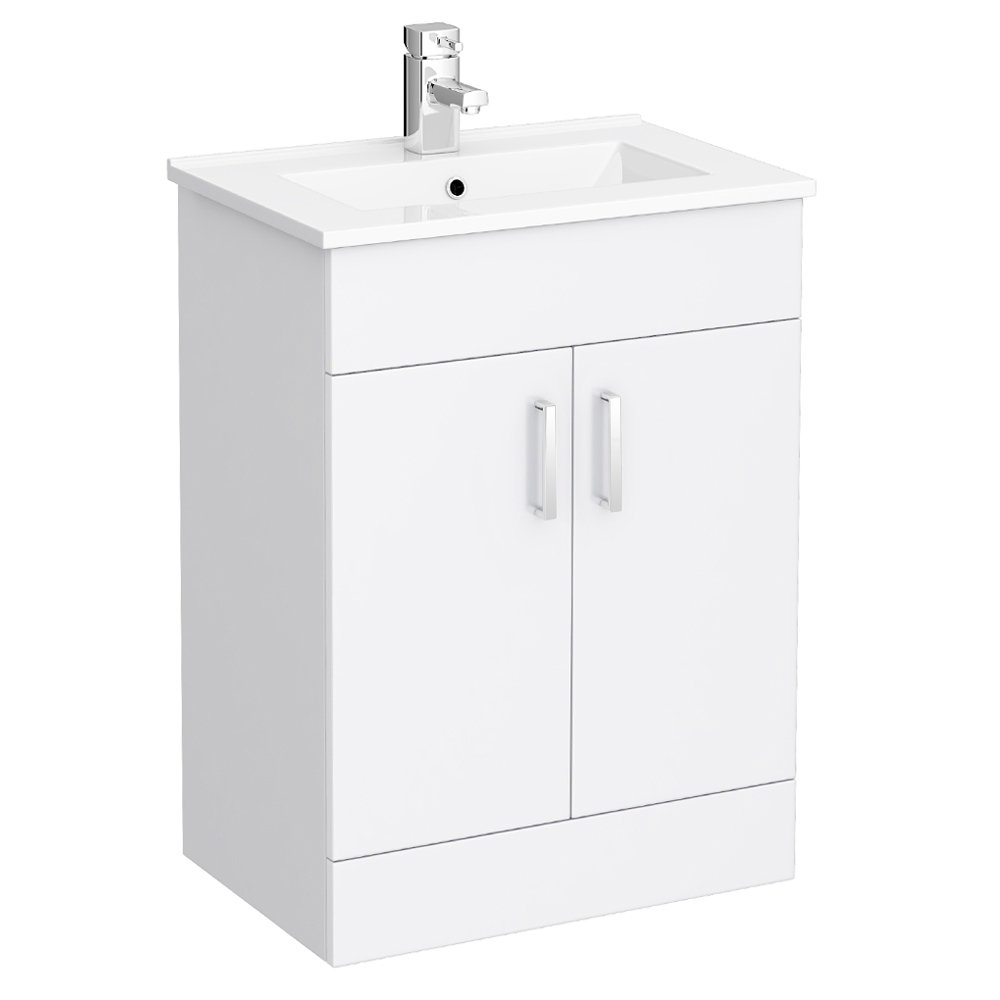 Turin Vanity Sink With Cabinet 600mm Modern High Gloss White At Victorian Plumbing Uk