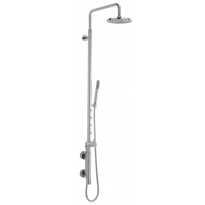 Modern Vertical Thermostatic Bar Valve with Fixed Shower Head, 4 Body