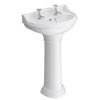 Monaco Traditional Basin + Pedestal (2 Tap Hole - Various Sizes) profile small image view 1 