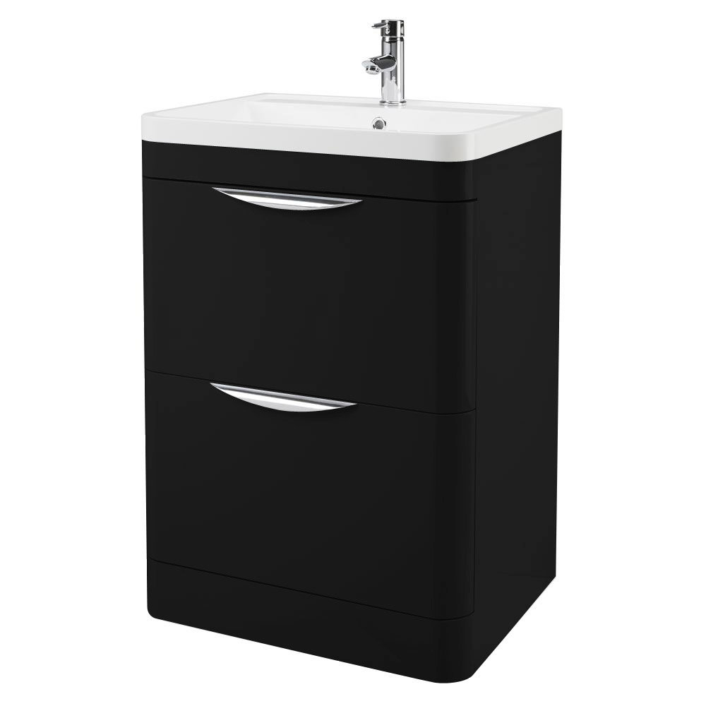 Monza Floor Standing Vanity Unit with Basin W600 x D445mm Matt Black