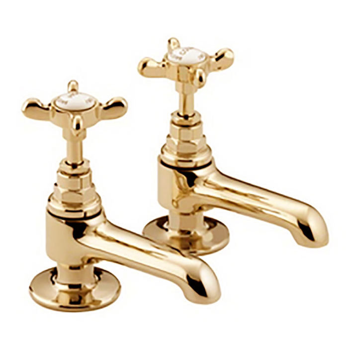 Bristan 1901 Traditional Basin Pillar Taps Gold Plated N 1 2 G CD   N 12 G CD L 