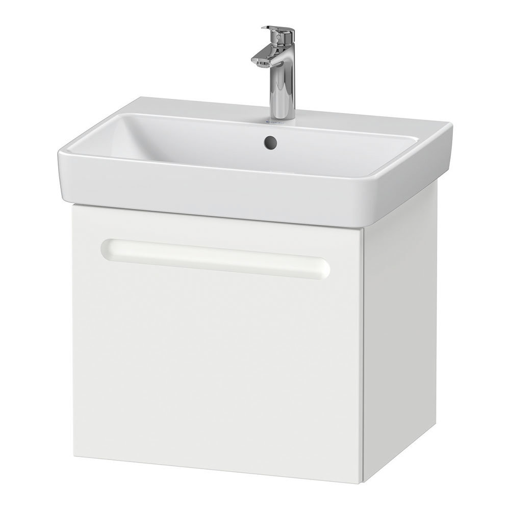 Duravit No.1 600mm White Matt 1-Drawer Wall Mounted Vanity Unit with Basin (Trap Cut-Out)