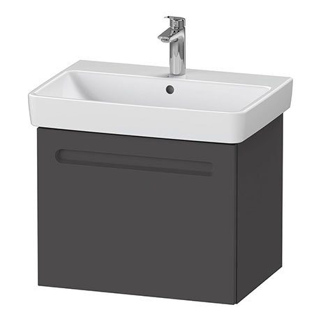 Duravit No.1 650mm Graphite Matt 1-Drawer Wall Mounted Vanity Unit with Basin (Trap Cut-Out)