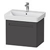 Duravit No.1 650mm Graphite Matt 1-Drawer Wall Mounted Vanity Unit with Basin (Trap Cut-Out) profile small image view 1 