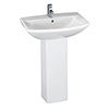 Nuie Asselby 1 Tap Hole Ceramic Basin + Pedestal Set profile small image view 1 