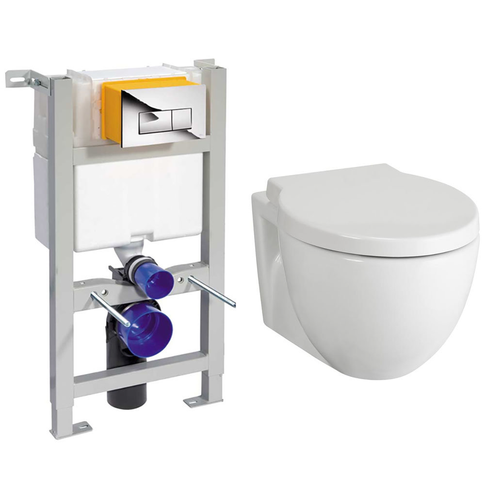 Compact Dual Flush Concealed WC Cistern with Wall Hung Frame + Holstein
