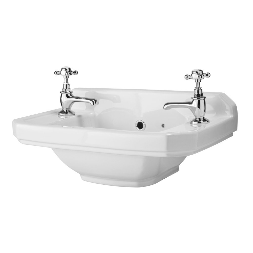 Carlton Traditional 515 x 300mm 2 Tap Hole Cloakroom Basin at Victorian