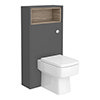 Haywood 600mm Gloss Grey / Driftwood Tall WC Unit with Open Shelf profile small image view 1 