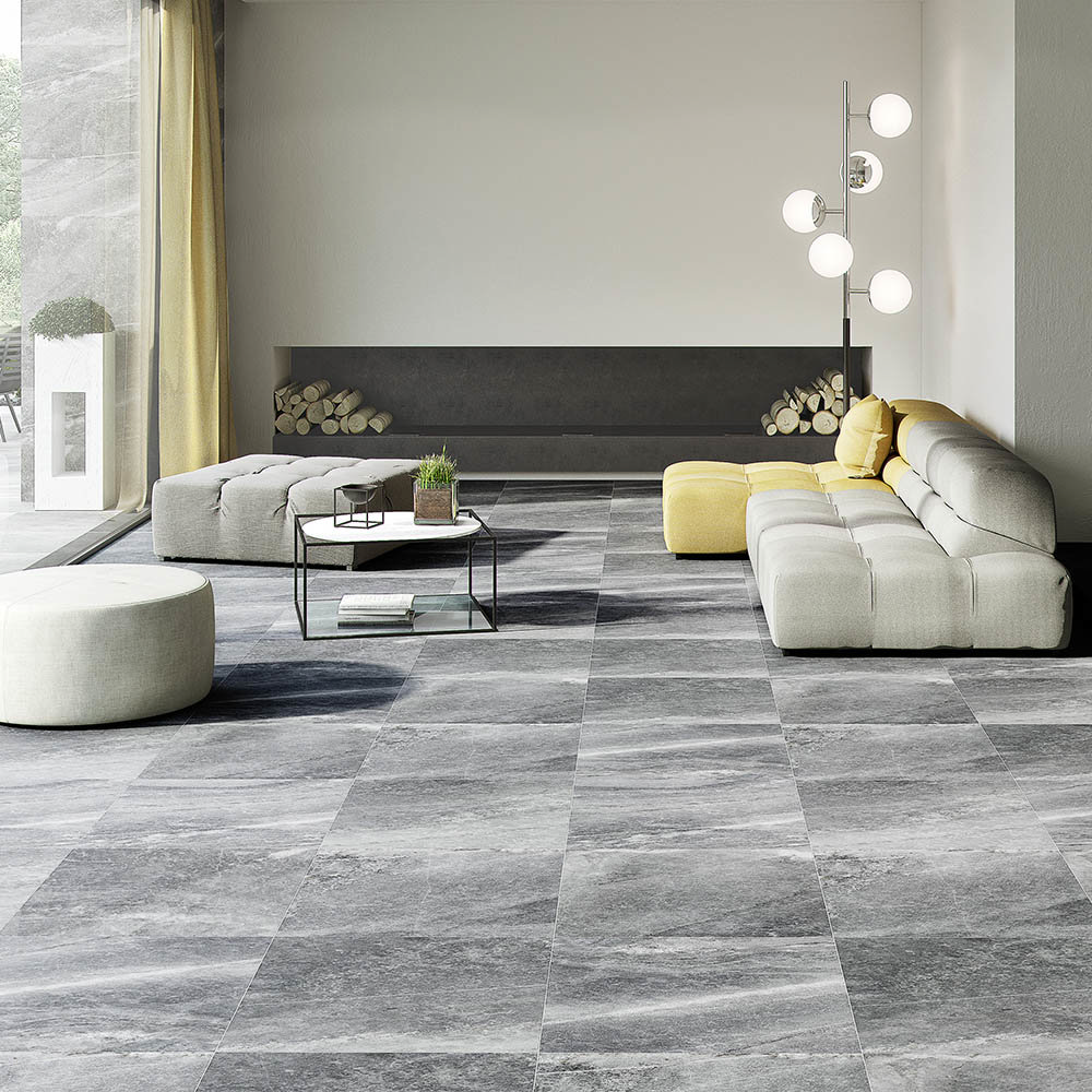 Novus Grey Stone Effect Wall and Floor Tiles - 600 x 600mm