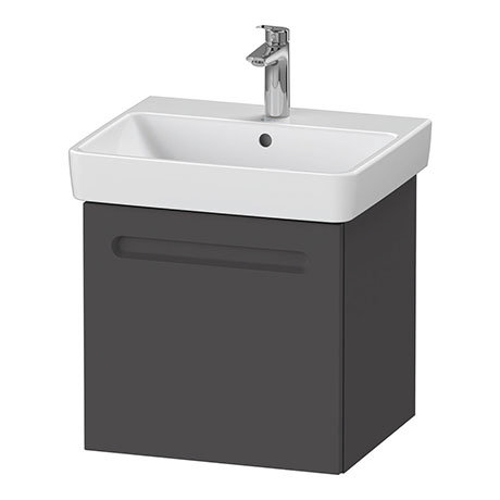 Duravit No.1 550mm Graphite Matt 1-Drawer Wall Mounted Vanity Unit with Basin (Trap Cut-Out)