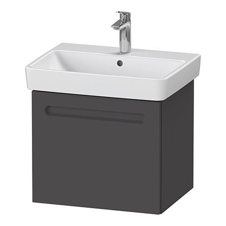 Duravit No.1 600mm Graphite Matt 1-Drawer Wall Mounted Vanity Unit with Basin (Trap Cut-Out)