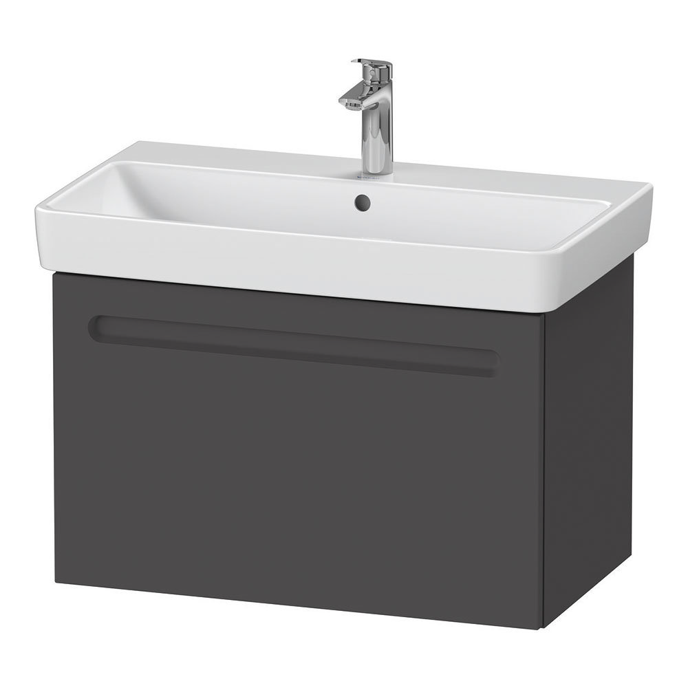 Duravit No.1 800mm Graphite Matt 1-Drawer Wall Mounted Vanity Unit with Basin (Trap Cut-Out)
