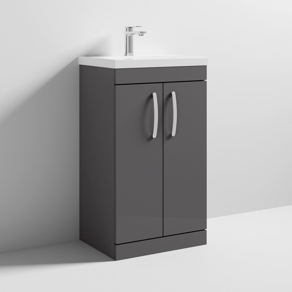 Nuie Athena 500mm Gloss Grey Floor Standing Vanity Unit Victorian