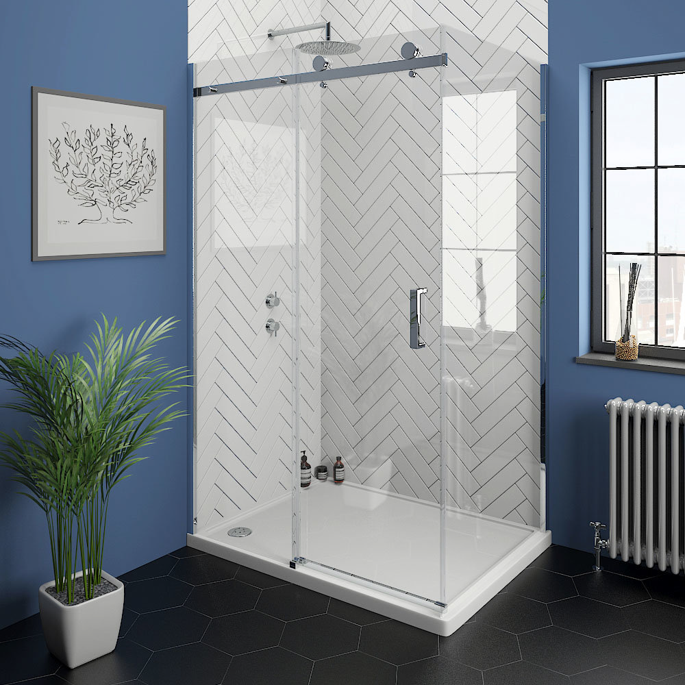 Nova Frameless 1200 x 700 Sliding Door Shower Enclosure | Victorian Plumbing UK