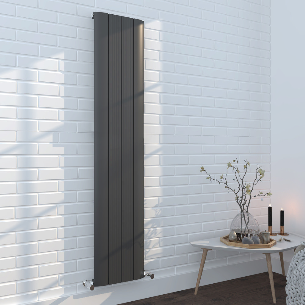 Nova Anthracite Vertical Single Panel Aluminium Radiator 1800 x 375mm